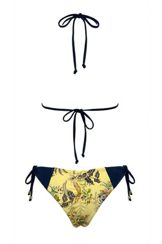 Bikini Patchwork a Triangolo con Perline e Slip Brasiliana