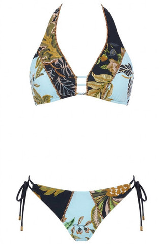 Bikini Triangolo a Vela con Perline e Slip Regular