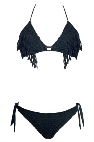 Mesh Bikini with Fringe and Underwire