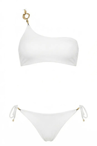 Bikini Single Shoulder Band with Gold Accessories and Brazilian Briefs