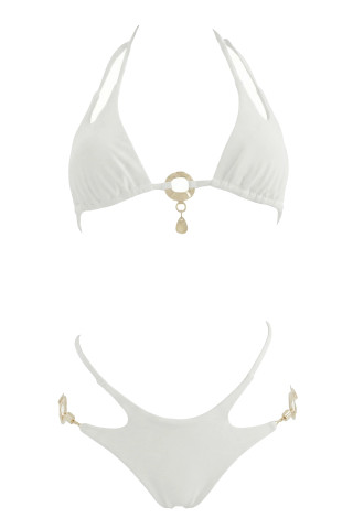 Triangle Cut-Out Bikini with Gold Details