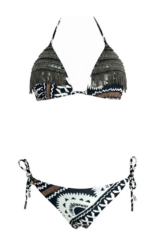 Ethnic Bikini in Triangle with Fringe and Brazilian