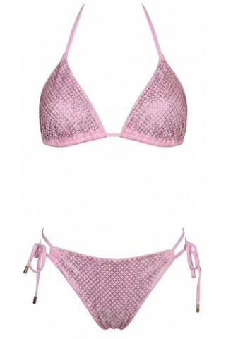 Bikini Triangolo con Rete Strass e Slip Regular