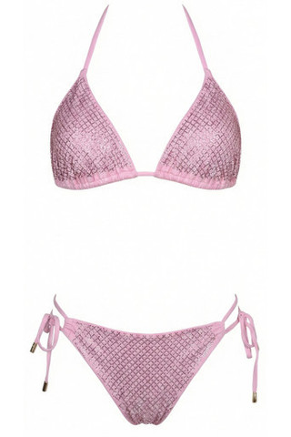 Bikini Triangolo con Rete Strass e Slip Regular
