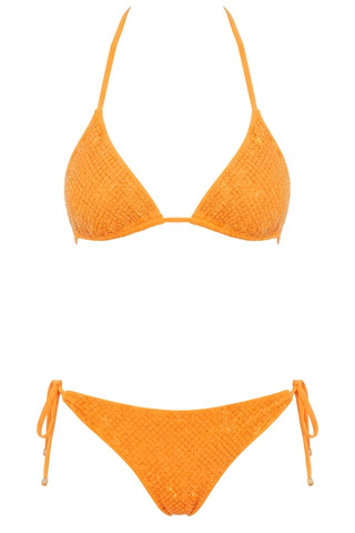 Triangle Bikini with Rhinestone Net and Regular Slip