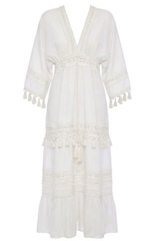 Abito Lungo Copricostume con Ricami