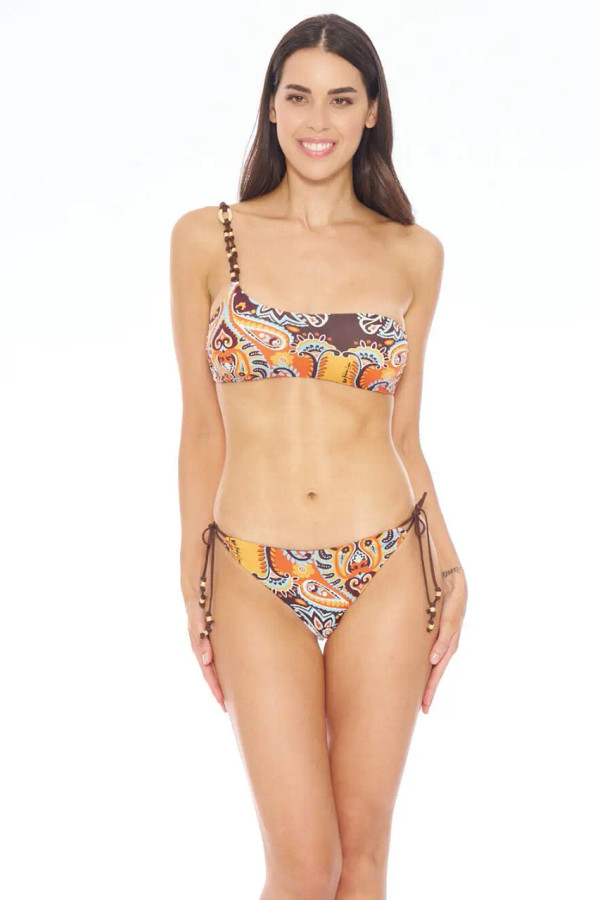 Bikini a Fascia Monospalla con Dettagli Oro Cruise