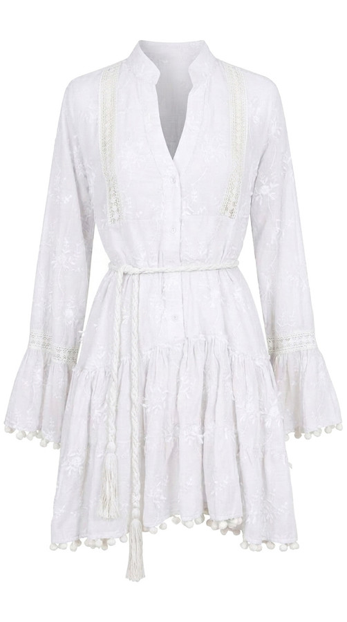 Mini dress Cover-up with Floral Embroidery