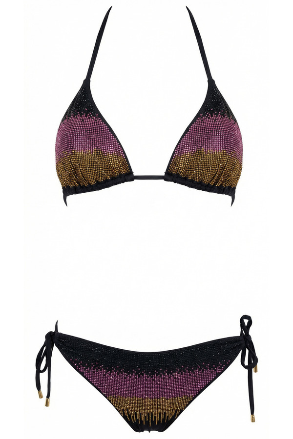 Bikini Triangolo Strass Degradé Slip Regular