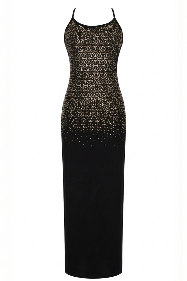 Abito lungo con Borchie Cromate