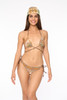 Bikini triangolo incrociato cachemire con elementi oro e slip brasile - Facabe
