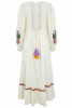 Folk Long Dress with Floral Embroidery - WHITE
