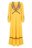 Folk Long Dress with Floral Embroidery - GIAL