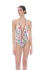 Costume One-Piece with Floral Print and Crochet - FLBI