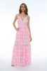 Long Dress with Floral Embroidery - PINK