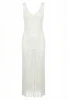 Long Dress Mesh Cover-Up with Fringe and Trimmings - REBI