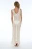 Long Dress Mesh Cover-Up with Fringe and Trimmings - REBI