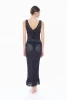 Long Dress Mesh Cover-Up with Fringe and Trimmings - RENE