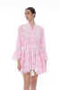 Floral Embroidery Cover-Up Mini Dress - PINK