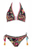 FLNE Floral Sailing Top Bikini with Lace Embroidery and Regular Briefs - FLNE