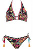 FLNE Floral Sailing Top Bikini with Lace Embroidery and Regular Briefs - FLNE