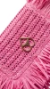Intertwined Rafia Clutch with Fringes - PINK