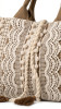 Tote Canvas Bag with Lace and Tassels - WHIT