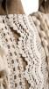 Tote Canvas Bag with Lace and Tassels - WHIT