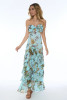 Tropical Cut-out Long Dress with Ruffles - TRAZ