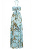 Tropical Cut-out Long Dress with Ruffles - TRAZ