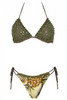 Bikini Triangolo Tropical con Pailettes e Ricami e Slip Brasile - TRGI