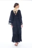 Long Dress Cover-up with Embroidery - BLACK