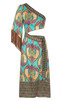 Printed One Shoulder Long Dresses with Fringe and Cutout - DTMI