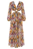 Abito lungo cut-out in cotone con stampa Damascato - DAGR