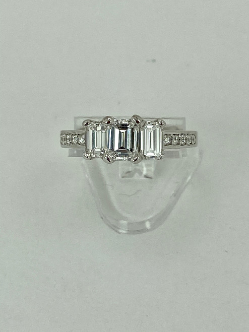 14 karat 3 Emerald Engagement Ring