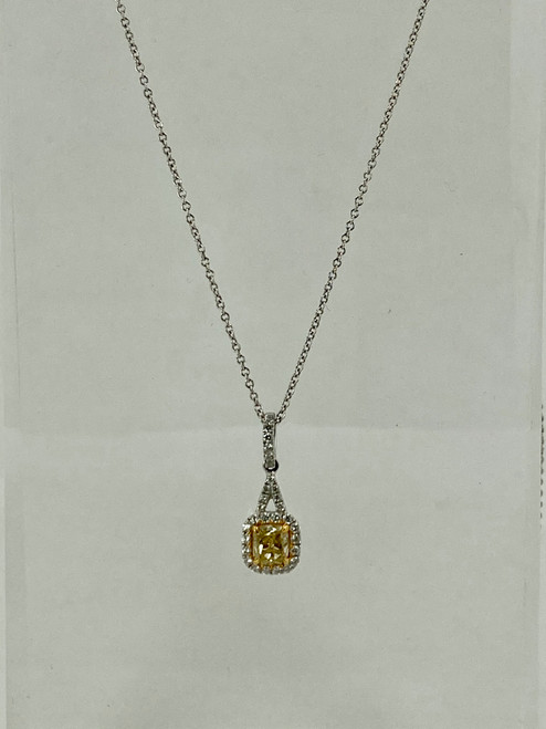 0.49ctw Cushion Cut Yellow Diamond Necklace