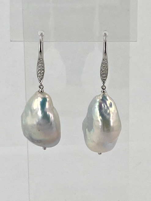 Keshi Pear with Diamonds Earrings