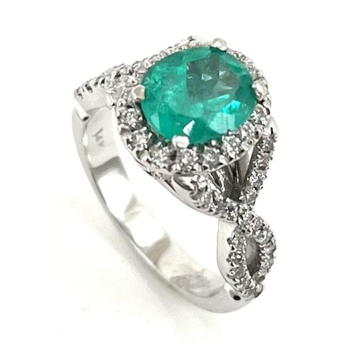 1.52ct Oval Cut Emerald Ring with Diamonds