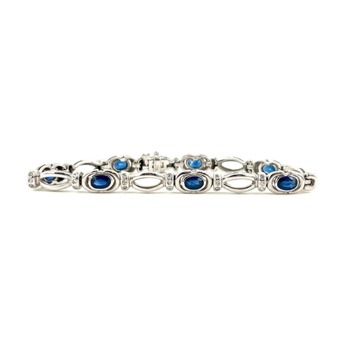 3.73ctw Oval Sapphire Bracelet with Diamonds
