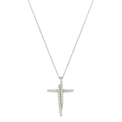 14 Karat White Gold Cross with 0.25ctw Round Diamonds