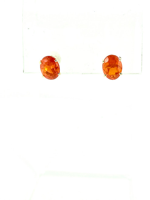14 Karat Yellow Gold Oval Fire Mexican Opal Earrings