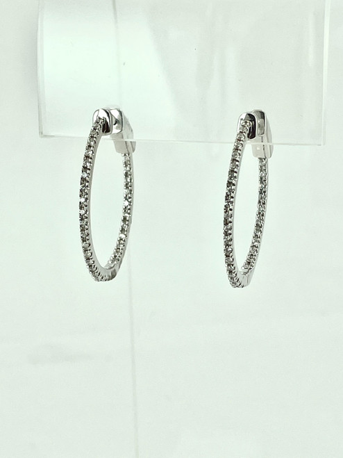 14 Karat White Gold 0.34ctw Diamond Hoops