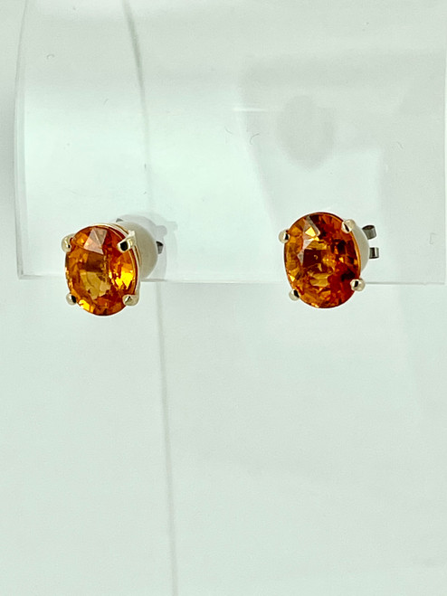 14 Karat 3.5octw Oval Nigerian Spessartite Garnet Earrings