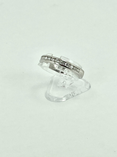 14 Karat White Gold 0.33ctw Channel Set Half Diamond Band