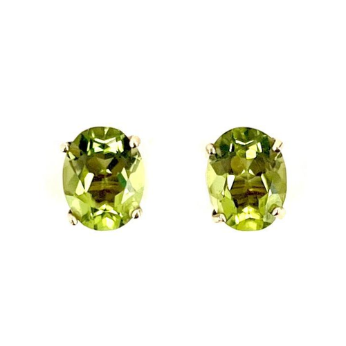 14 Karat Yellow Gold Oval Peridot Earrings