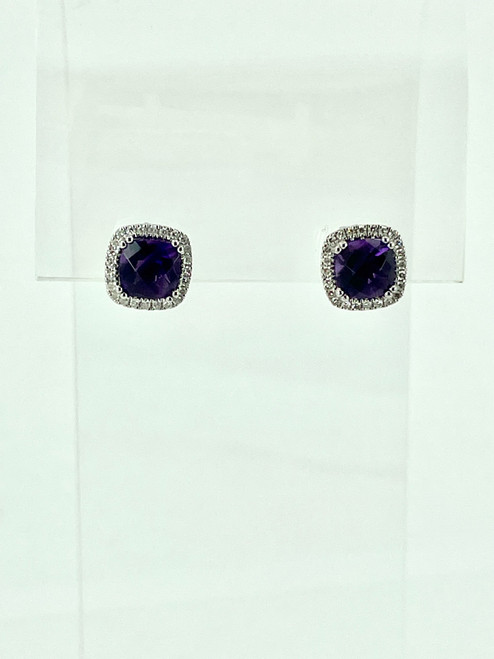 14 Karat White Gold 1.68ctw Amethyst Stud Earrings