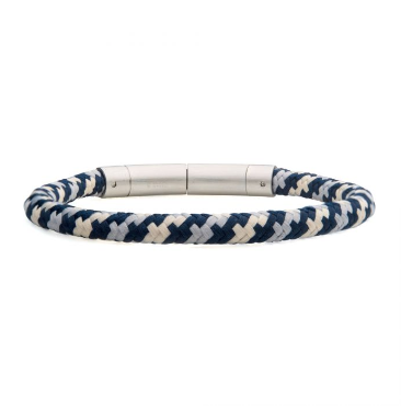 INOX 6mm Blue, Grey and Beige Nylon Cord Bracelet
