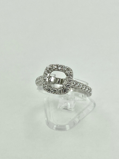 14 Karat White Gold Engagement Ring Setting with 0.96ctw  Diamonds