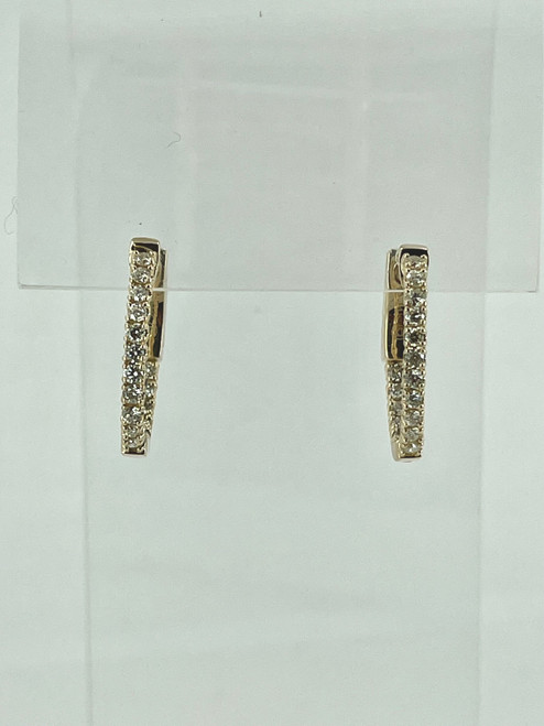 14 Karat Yellow Gold Medium Diamond Hoops