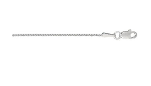 14 Karat White Gold 1mm Round Wheat Chain